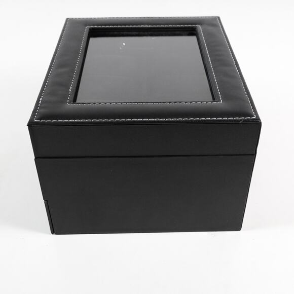 Songmics Black Synthetic Leather Watch Box 8 Slot Glass Window Lid Display Case - Picture 10 of 15